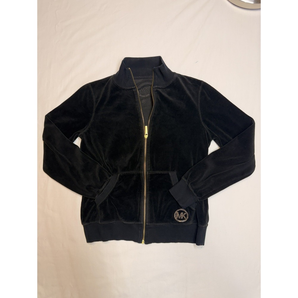 Y2K 00s McBling Michael Kors Black Velvet Track Jacket M Sporty Spice